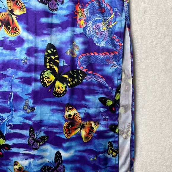 VNTG No Boundaries Clouds Butterflies Dragons Column Dress y2k 90s Junior sz M - Picture 4 of 8